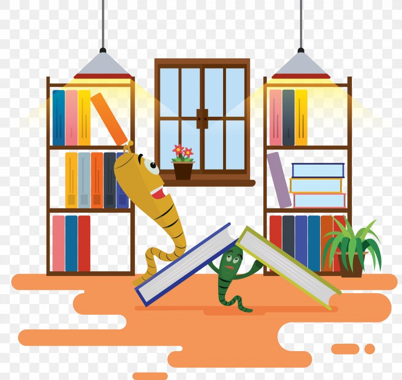 Bookcase Cartoon Illustration, PNG, 4060x3841px, Book, Area, Bookcase, Bookworm, Cartoon Download Free