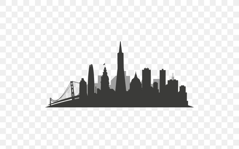 San Francisco Skyline Silhouette Graphic Design, PNG, 512x512px, San Francisco, Black And White, City, Drawing, Landmark Download Free