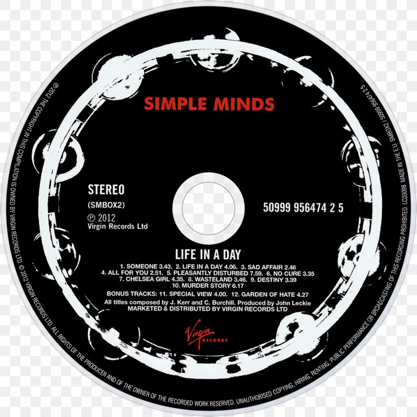 Simple Minds Life In A Day Compact Disc Sanctify Yourself Book Of Brilliant Things, PNG, 1000x1000px, Compact Disc, Artist, Brand, Composer, Data Storage Device Download Free