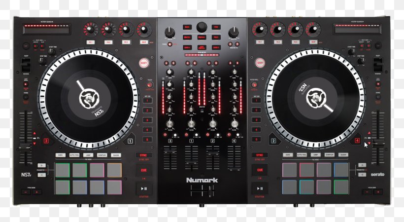 DJ Controller Numark Industries Disc Jockey Numark NS7II Audio Mixers, PNG, 800x450px, Dj Controller, Ableton Live, Audio, Audio Equipment, Audio Mixers Download Free