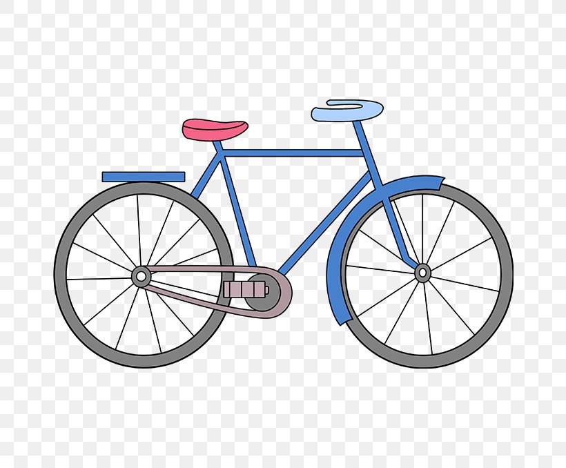 Hybrid Bicycle Drawing Tutorial Image, PNG, 680x678px, Bicycle, Bicycle Accessory, Bicycle Drivetrain Part, Bicycle Fork, Bicycle Frame Download Free