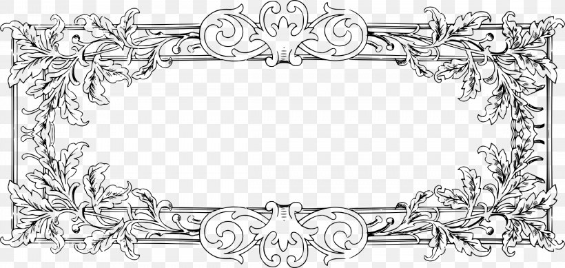 Picture Frames Clip Art, PNG, 2296x1090px, Picture Frames, Area, Black And White, Body Jewelry, Border Download Free