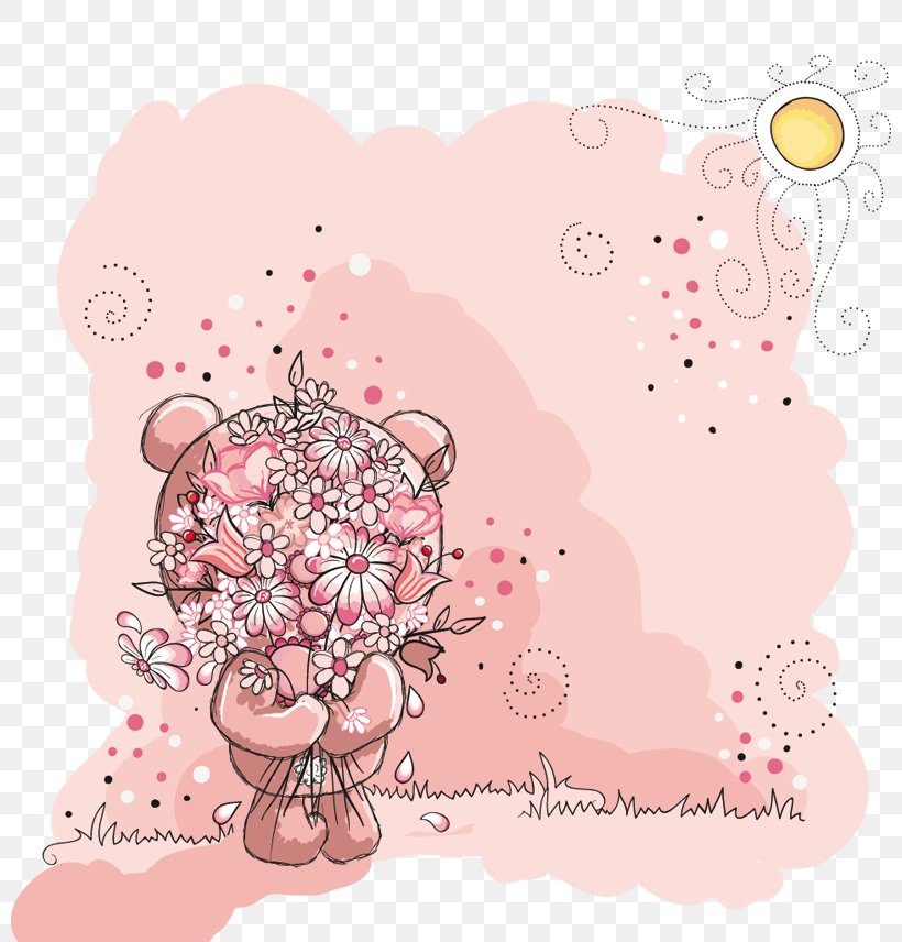 Bear Illustrator, PNG, 800x856px, Watercolor, Cartoon, Flower, Frame, Heart Download Free