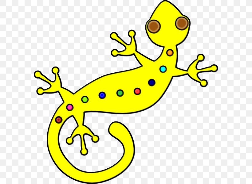 Yellow Clip Art Gecko Animal Figure Lizard, PNG, 600x600px, Watercolor, Animal Figure, Gecko, Lizard, Paint Download Free