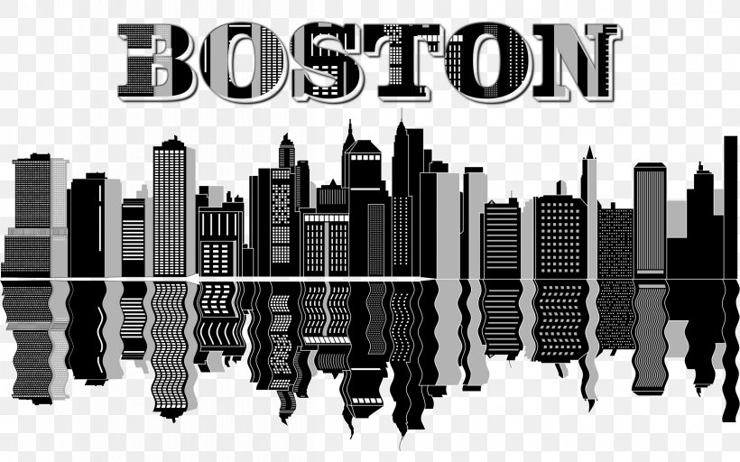 Boston Skyline Clip Art, PNG, 2400x1500px, Boston, Art, Black And White, Brand, City Download Free