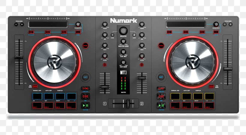 DJ Controller Disc Jockey VirtualDJ Numark Mixtrack 3 Numark Industries, PNG, 800x450px, Watercolor, Cartoon, Flower, Frame, Heart Download Free
