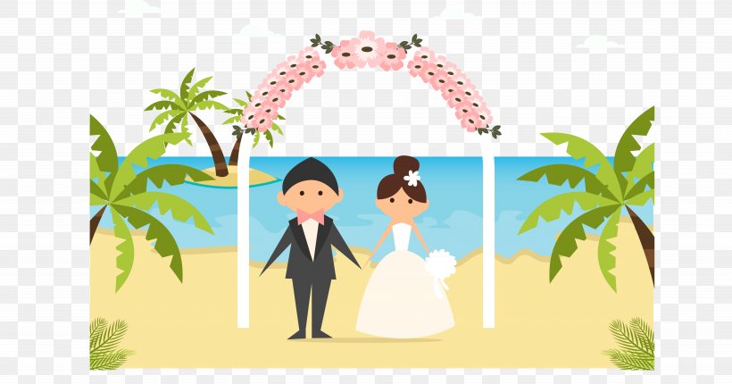 Wedding Invitation Marriage Wedding Photography, PNG, 7576x3973px, Wedding Invitation, Art, Beach, Bride, Bridegroom Download Free