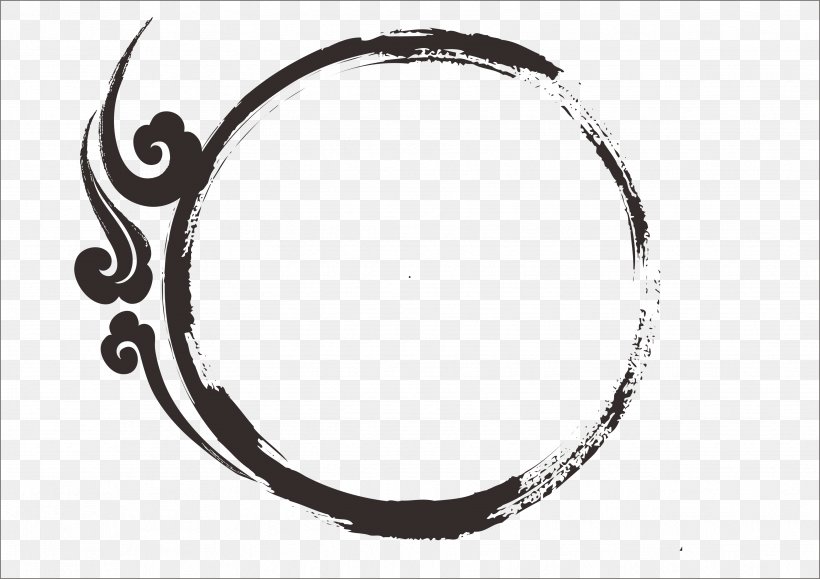 Vector Ink Circle Border, PNG, 3512x2484px, Ink, Black And White, Brand, Designer, Drawing Download Free