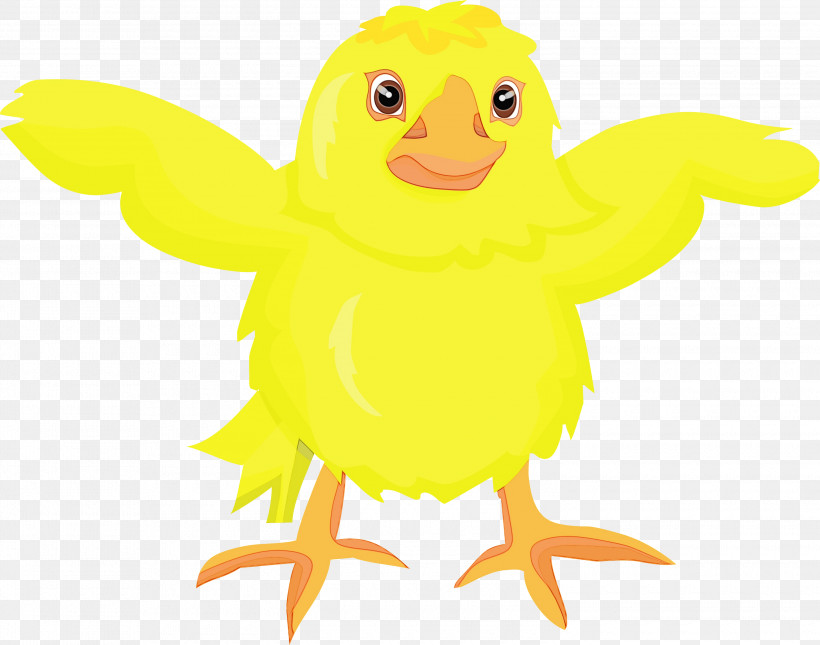 Cartoon Yellow Beak Bird, PNG, 3000x2360px, Baby Chicken, Beak, Bird, Cartoon, Paint Download Free