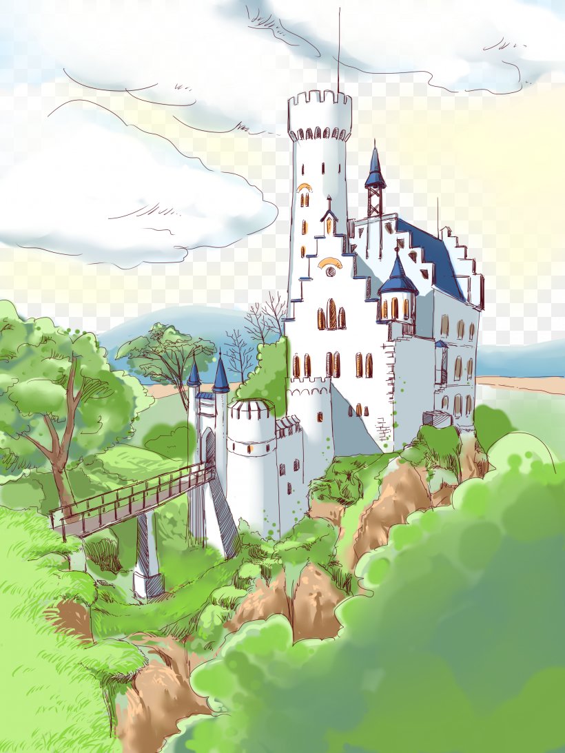 Forest Castle Drawing Cartoon, PNG, 2125x2834px, Forest, Animation, Art, Birds Eye View, Building Download Free