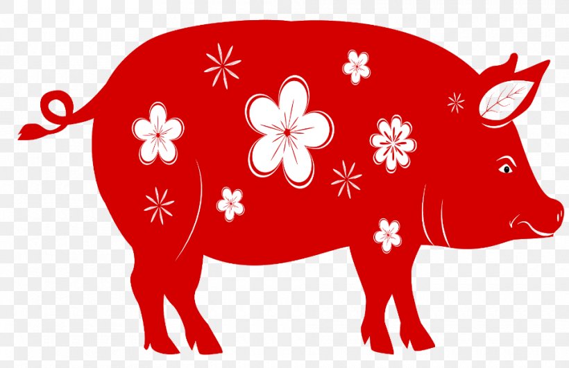 Chinese New Year Vector Graphics Pig Illustration, PNG, 960x622px, Chinese New Year, Art, Domestic Pig, Drawing, Greeting Note Cards Download Free