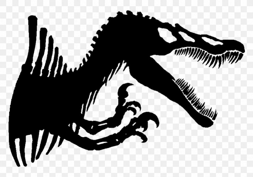 Spinosaurus Tyrannosaurus Dinosaur Velociraptor Jurassic Park, PNG, 821x574px, Spinosaurus, Black And White, Dinosaur, Extinction, Fictional Character Download Free