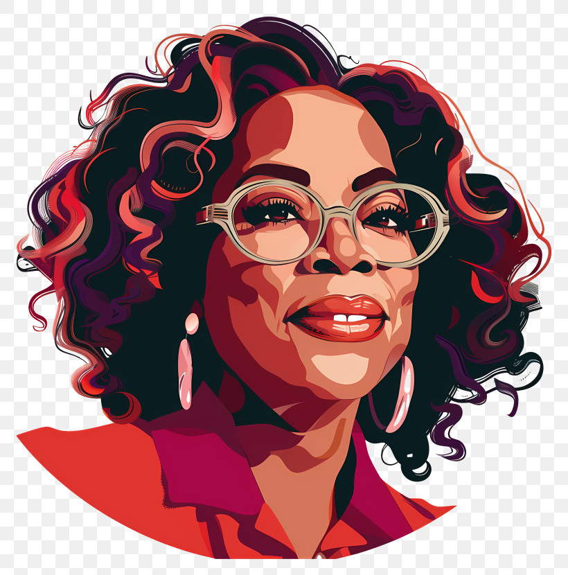 Oprah Winfrey - Artistic Portrait Of A Woman In Glasses PNG