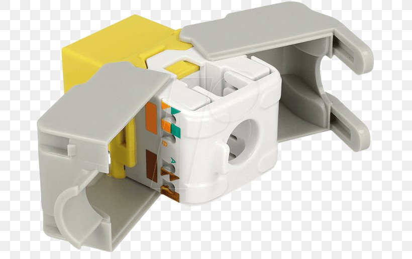 Electrical Connector Category 6 Cable Keystone Module Twisted Pair Electrical Cable, PNG, 683x516px, Electrical Connector, Adapter, Category 6 Cable, Electrical Cable, Electronic Component Download Free
