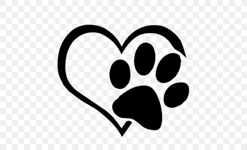 Dog Cat Paw Decal Sticker, PNG, 500x500px, Dog, Animal Track, Black And White, Bumper Sticker, Clip Art Download Free