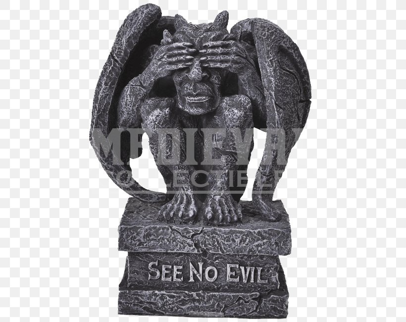 Statue Gargoyle Figurine Three Wise Monkeys Memorial, PNG, 650x650px, Statue, Art, Carving, Dark Knight Armoury, Evil Download Free