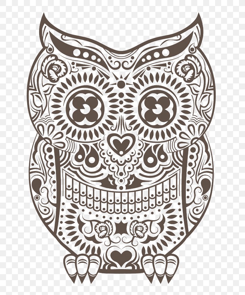 La Calavera Catrina Owl Day Of The Dead Death, PNG, 670x990px, Calavera, Art, Bird, Bird Of Prey, Black And White Download Free