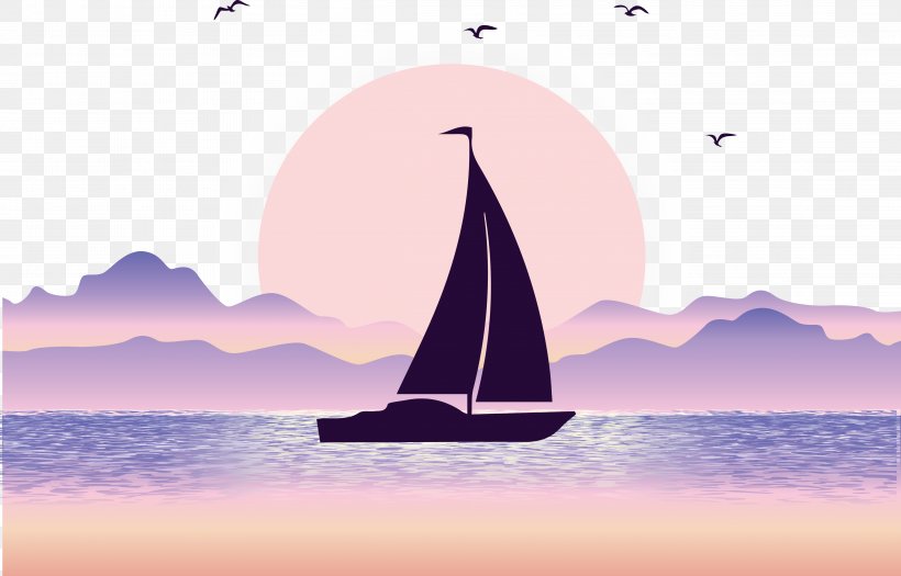 Euclidean Vector Sea Illustration, PNG, 4579x2935px, Sailing Ship, Calm, Caravel, Drawing, Illustration Download Free