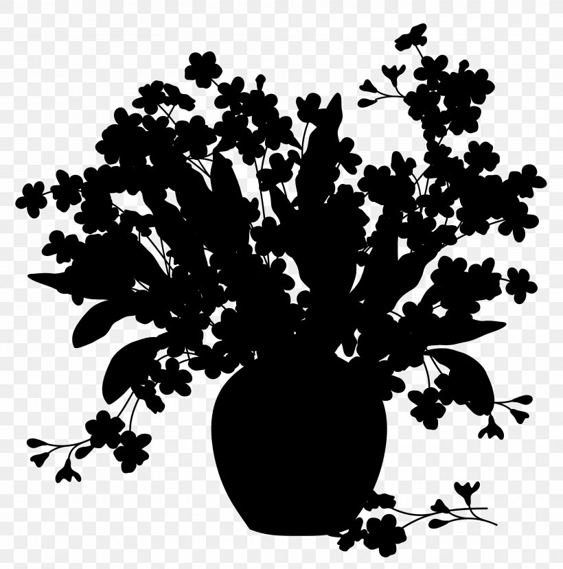 Flowering Plant Font Silhouette Leaf, PNG, 3754x3798px, Flower, Art, Black M, Blackandwhite, Botany Download Free
