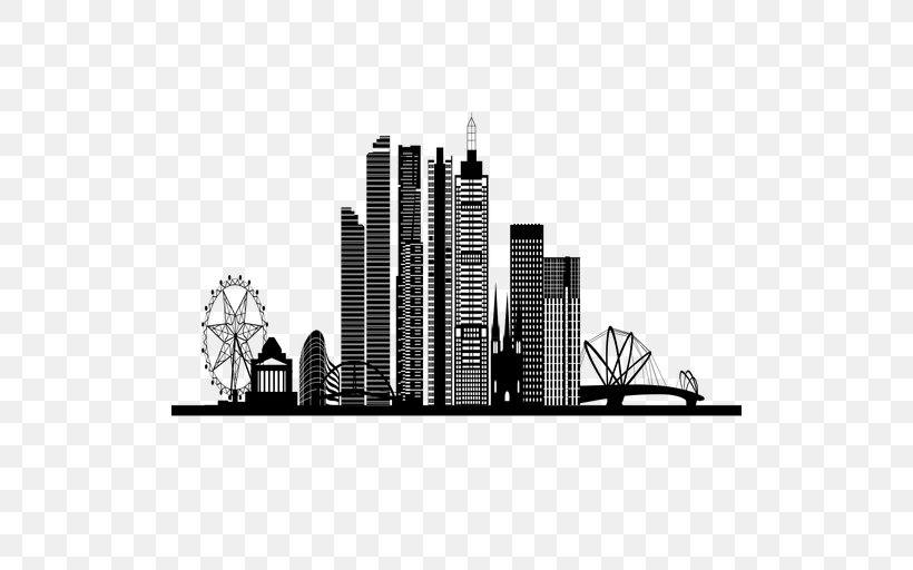 Skyline Silhouette Vexel Image, PNG, 512x512px, Skyline, Black And White, City, Cityscape, Landmark Download Free