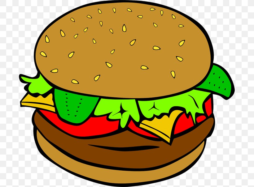 Hamburger Chicken Sandwich Cheeseburger Fast Food Veggie Burger, PNG, 697x605px, Hamburger, Artwork, Beak, Cheeseburger, Chicken Sandwich Download Free