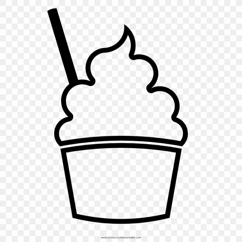 Ice Cream Sundae Drawing Cup Milkshake, PNG, 1000x1000px, Ice Cream, Area, Black, Black And White, Coloring Book Download Free