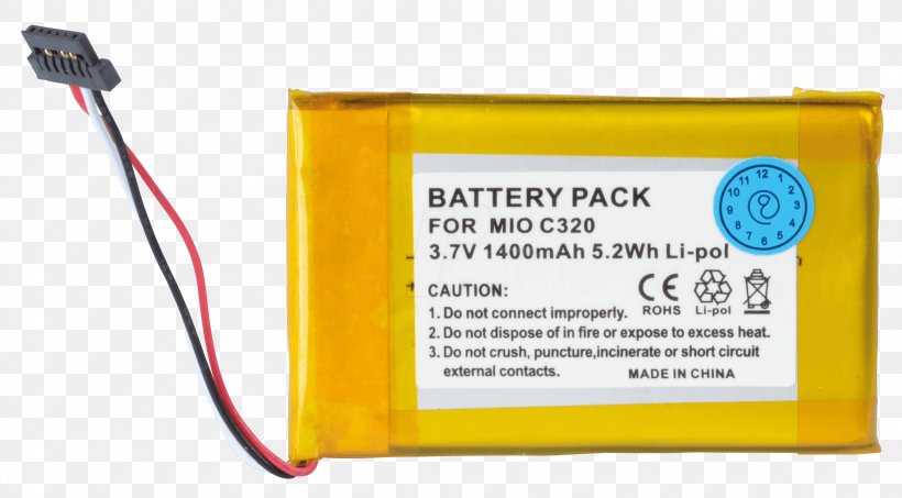 GPS Navigation Systems Electric Battery Mio Technology Rechargeable Battery Lithium Polymer Battery, PNG, 2302x1272px, Gps Navigation Systems, Ampere Hour, Battery, Computer Component, Electric Battery Download Free