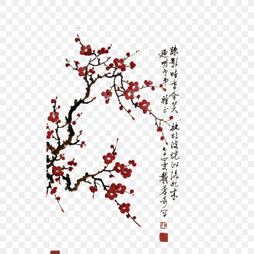 Plum Flower, PNG, 1000x1000px, Cdr, Adobe Freehand, Area, Art, Blossom Download Free
