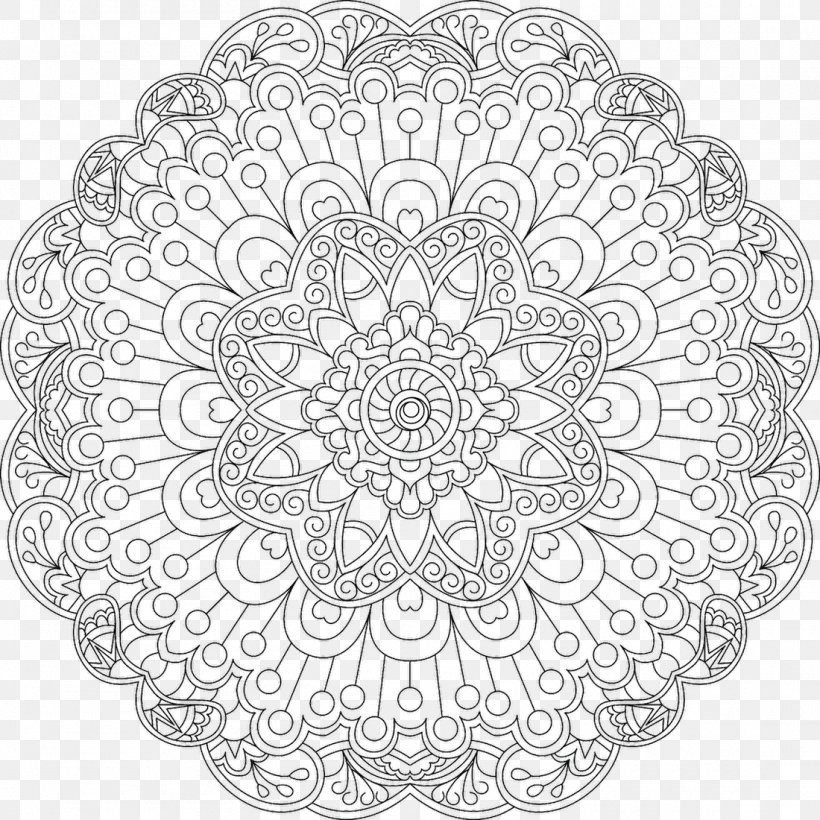 Coloring Book Mandala Dandelion Child Adult, PNG, 1100x1100px, Coloring Book, Adult, Area, Black And White, Book Download Free