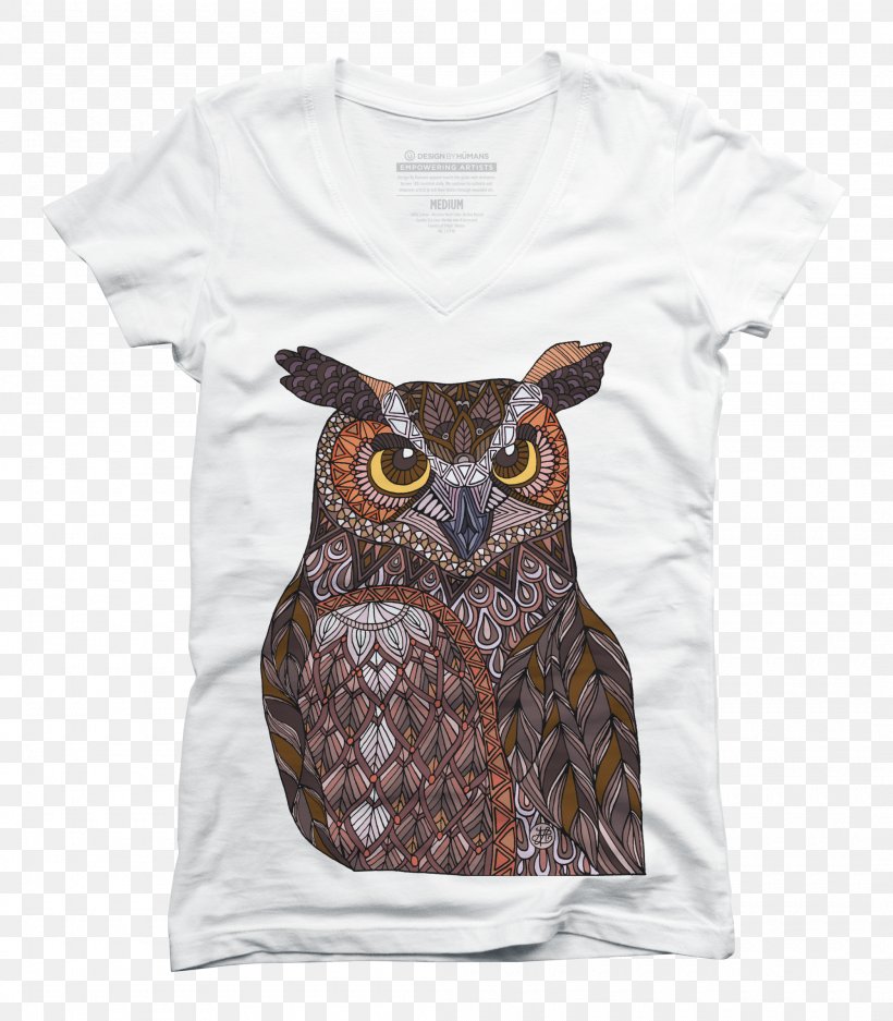 Great Horned Owl T-shirt Sleeve Blouse, PNG, 2100x2400px, Owl, Beak, Bird, Bird Of Prey, Blouse Download Free