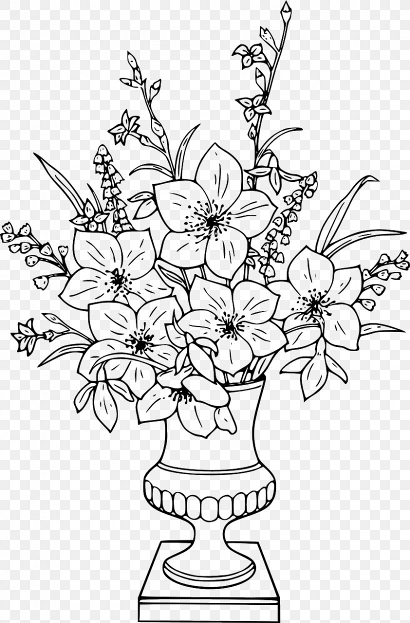 Flower Bouquet Clip Art Illustration Floral Design, PNG, 842x1280px, Flower Bouquet, Art, Black, Black And White, Branch Download Free