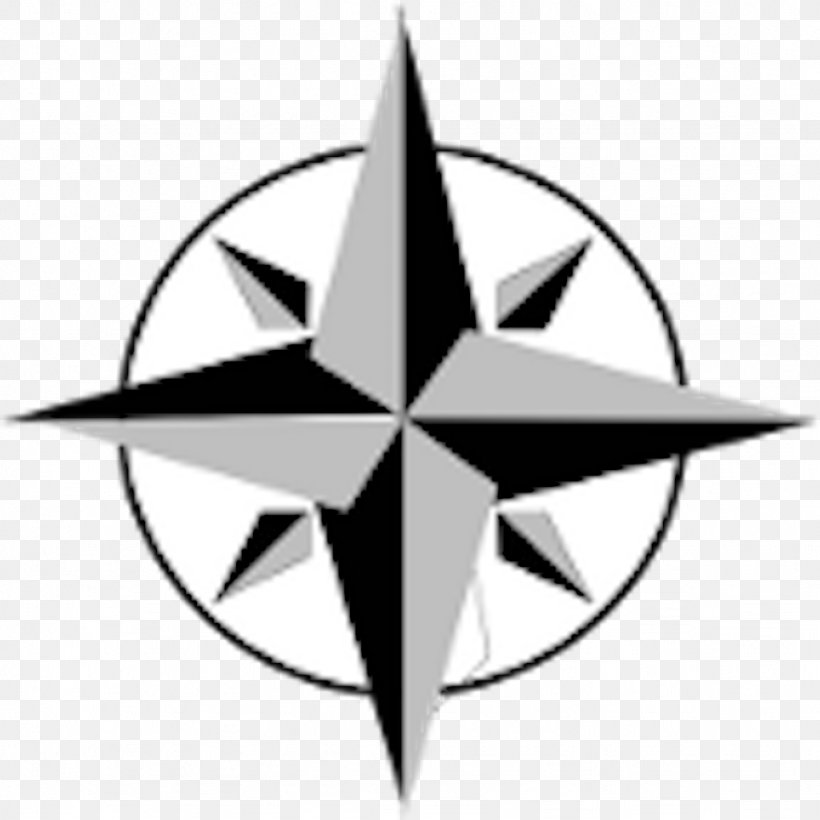 North Compass Rose Clip Art, PNG, 1024x1024px, North, Black And White, Cardinal Direction, Compass, Compass Rose Download Free