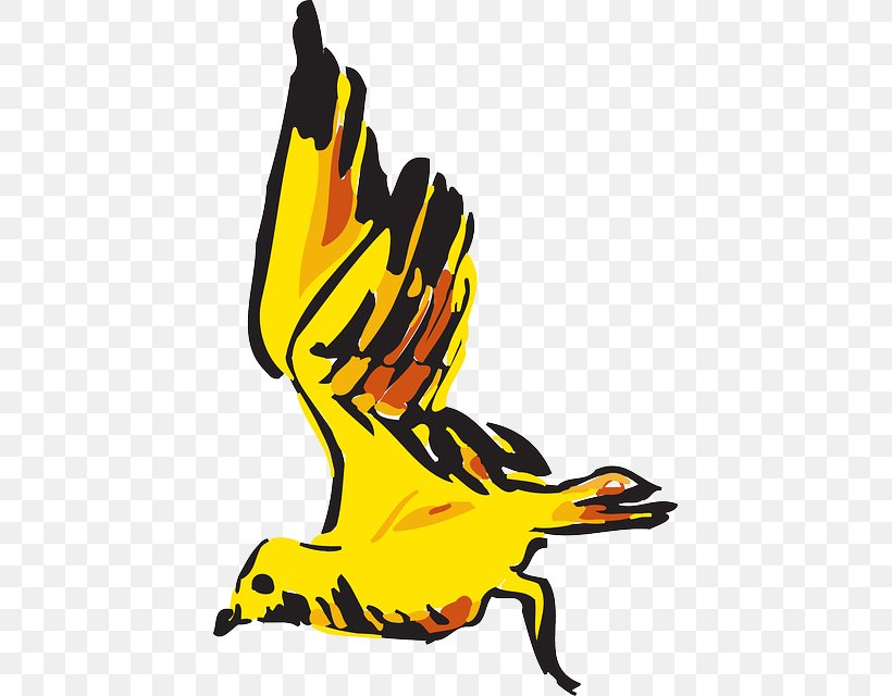 Bird Goose Beak Yellow Clip Art, PNG, 427x640px, Bird, Art, Artwork, Beak, Fauna Download Free