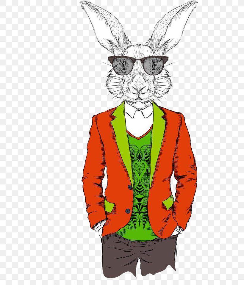 Rabbit Hipster Illustration, PNG, 515x958px, Rabbit, Art, Cat, Drawing, Fictional Character Download Free