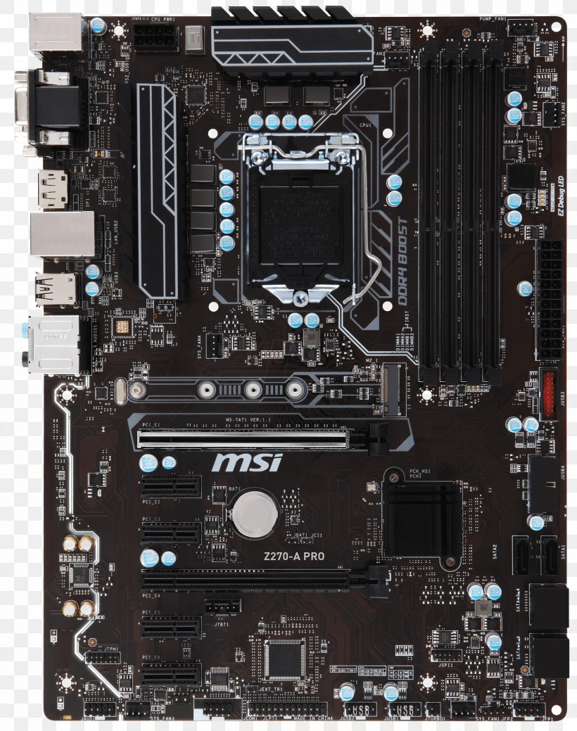 Motherboard MSI LGA 1151 Printed Circuit Board ATX, PNG, 2366x3000px, Motherboard, Atx, Central Processing Unit, Computer Accessory, Computer Case Download Free