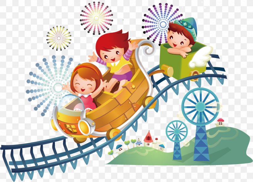 Roller Coaster Amusement Park, PNG, 1059x763px, Roller Coaster, Amusement Park, Area, Art, Cartoon Download Free