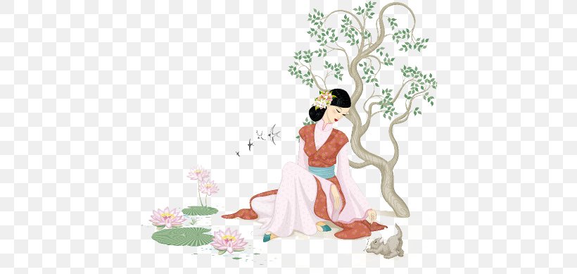 China Illustration, PNG, 423x389px, China, Art, Drawing, Fictional Character, Floral Design Download Free