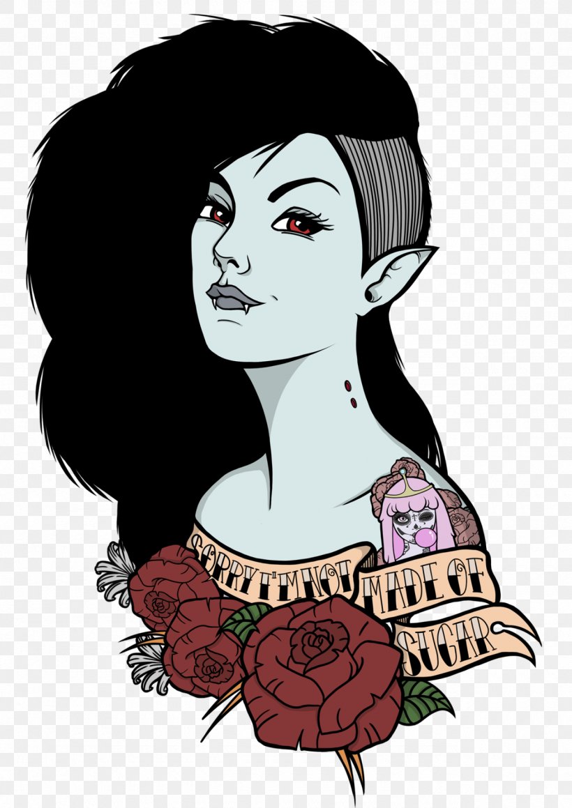 Marceline The Vampire Queen Princess Bubblegum Finn The Human Tattoo, PNG, 1280x1810px, Watercolor, Cartoon, Flower, Frame, Heart Download Free