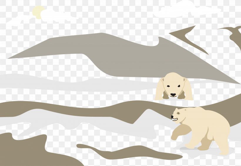 Polar Bear Dog Illustration, PNG, 5829x4004px, Watercolor, Cartoon, Flower, Frame, Heart Download Free
