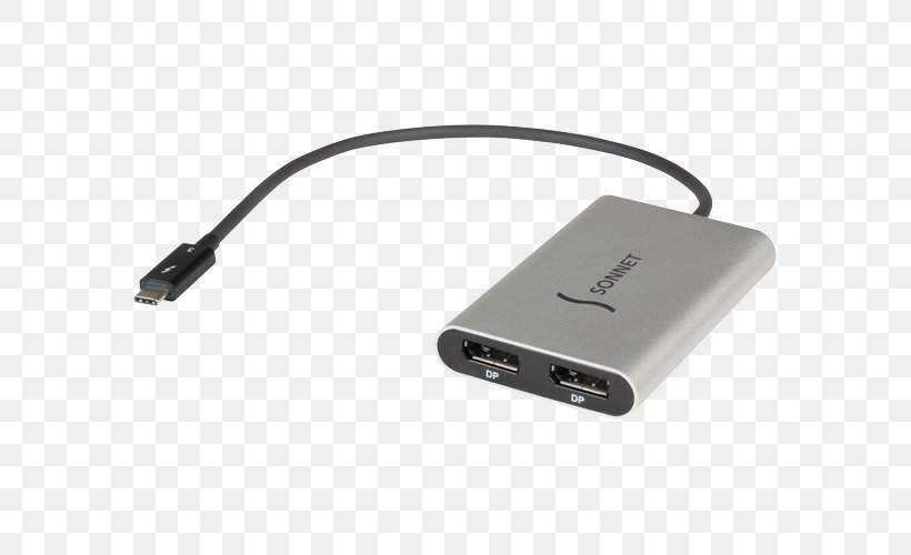 Sonnet TB3-DDP4K Thunderbolt 3 2x DisplayPort Black StarTech.com Thunderbolt 3 To Dual DisplayPort Adapter Sonnet Thunderbolt 3 To Dual DisplayPort Adapter, PNG, 600x500px, 5k Resolution, Displayport, Ac Adapter, Adapter, Cable Download Free