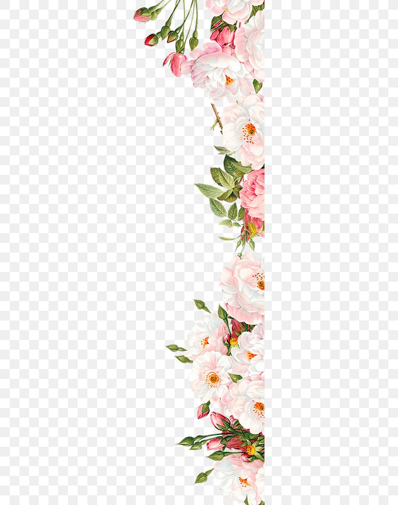 Pink Flowers Wedding Invitation, PNG, 270x1040px, Flower, Blossom, Branch, Flora, Floral Design Download Free