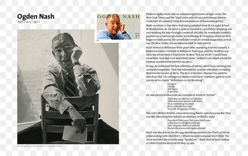Ogden Nash: The Life And Work Of America's Laureate Of Light Verse The Adventures Of Isabel I Wouldn't Have Missed It: Selected Poems Of Ogden Nash Poetry No Fear Shakespeare, PNG, 800x518px, Poetry, Advertising, American Poetry, Brand, Brochure Download Free