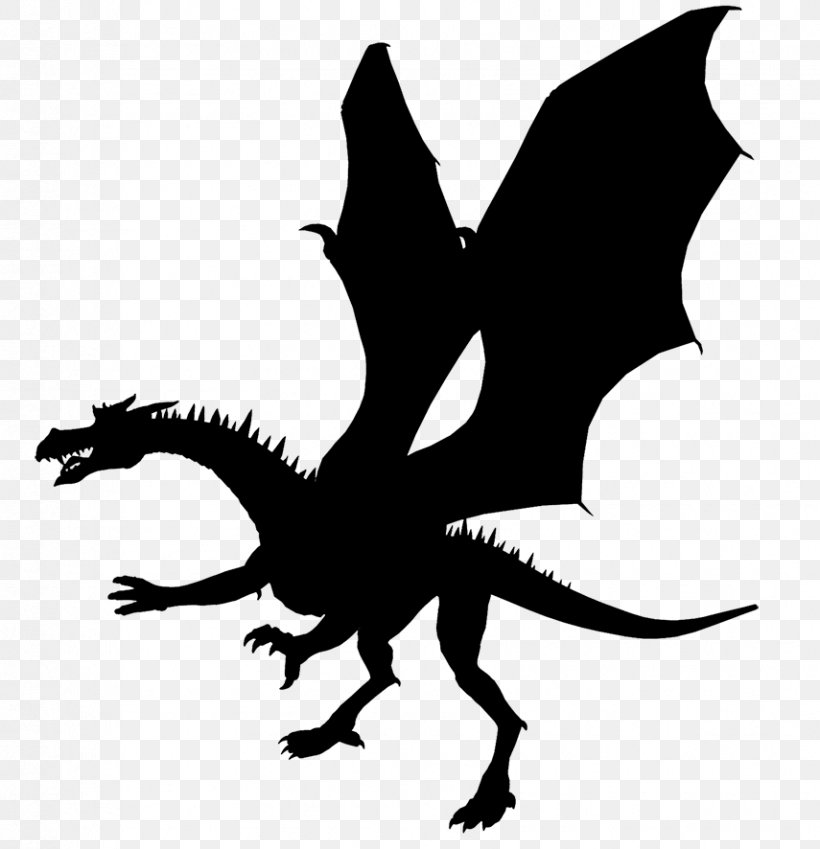 Dragon Silhouette Clip Art, PNG, 855x886px, Dragon, Black And White, Chinese Dragon, Drawing, Fictional Character Download Free