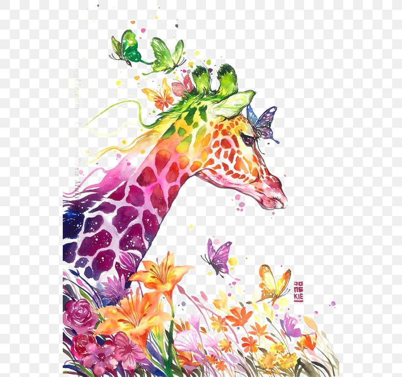 Watercolor Painting Giraffe Visual Arts Drawing, PNG, 564x768px, Watercolor Painting, Art, Artist, Canvas, Canvas Print Download Free