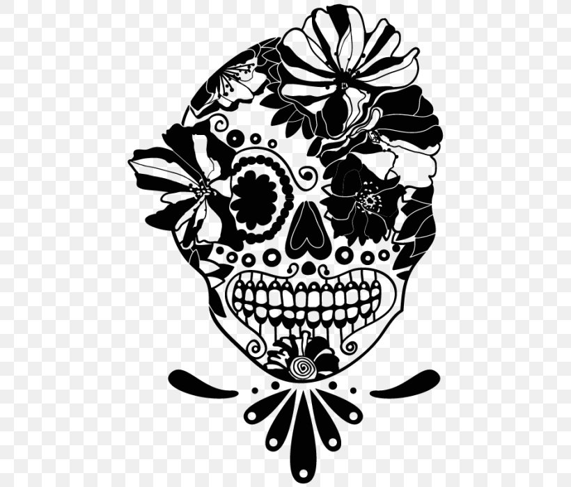 Calavera Skull Day Of The Dead Drawing Mexico, PNG, 700x700px, Calavera, Art, Black And White, Bone, Day Of The Dead Download Free