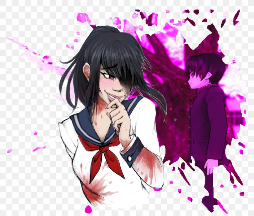 Yandere Simulator Fan Art DeviantArt Game, PNG, 1024x872px, Watercolor, Cartoon, Flower, Frame, Heart Download Free