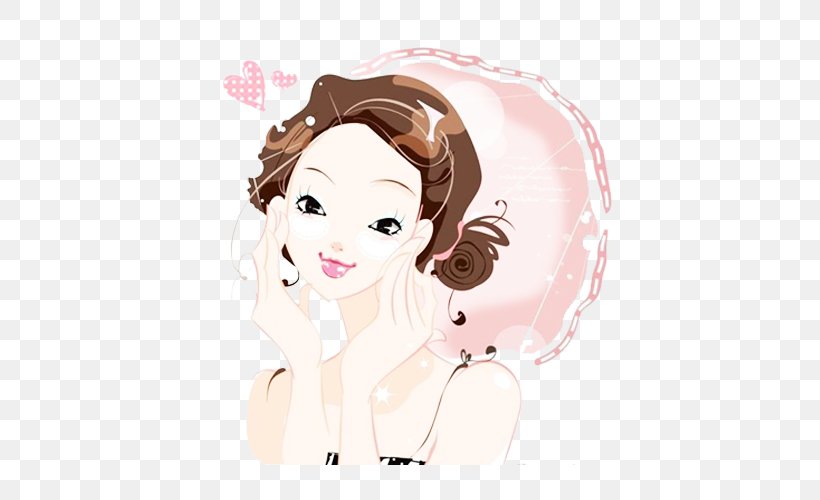 Make-up Cartoon Illustration, PNG, 500x500px, Watercolor, Cartoon, Flower, Frame, Heart Download Free