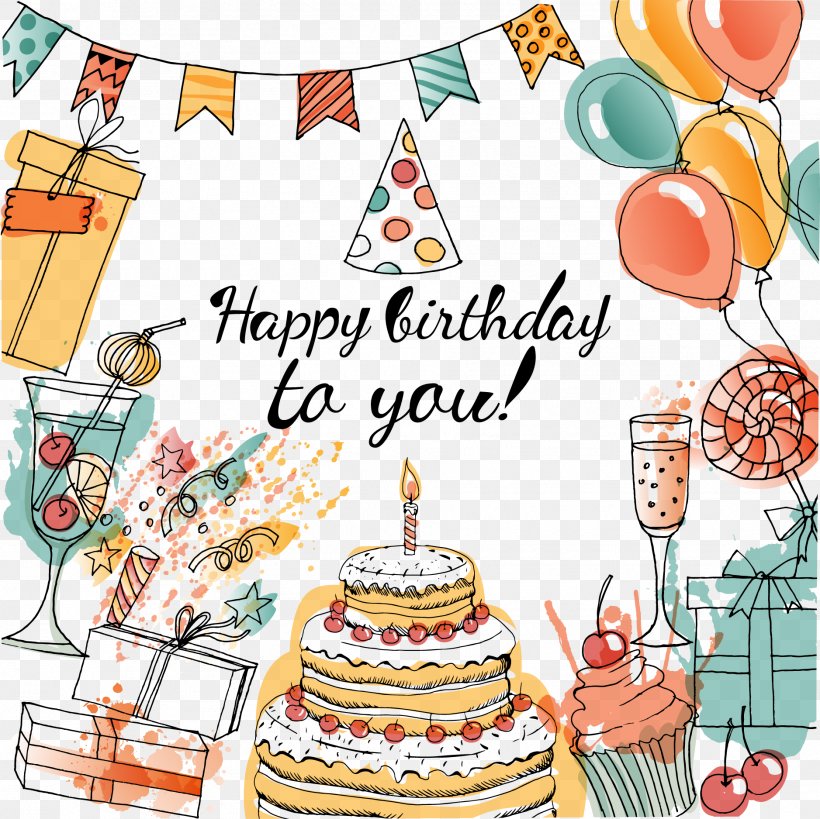 Birthday Cake Greeting Card Taobao, PNG, 1877x1876px, Birthday Cake, Area, Artwork, Balloon, Birthday Download Free