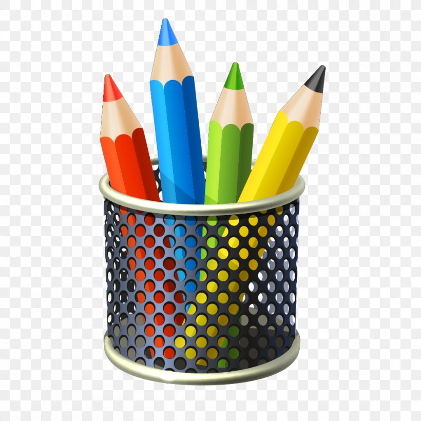 Brush Pot Pencil, PNG, 1000x1000px, Brush Pot, Cartoon, Colored Pencil, Gratis, Office Supplies Download Free