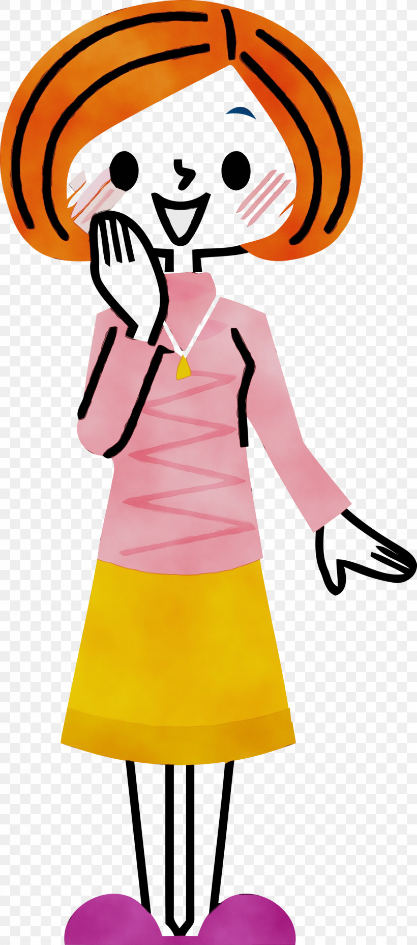 Cartoon Pink Yellow Costume Style, PNG, 1324x2999px, Watercolor, Cartoon, Costume, Paint, Pink Download Free
